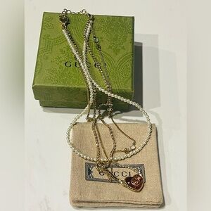 Gucci GG Interlocking Limited Edition Necklace with Red Heart Pendant